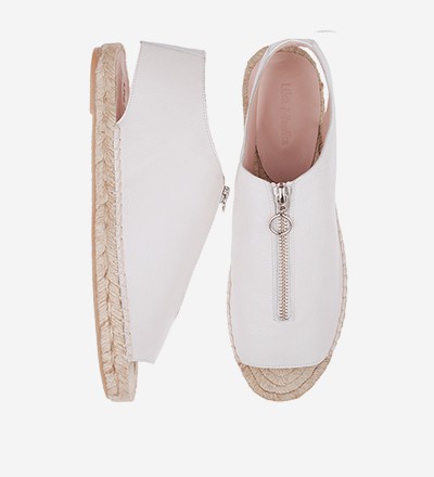 CREME - Peep Toe Zipper Sandal
